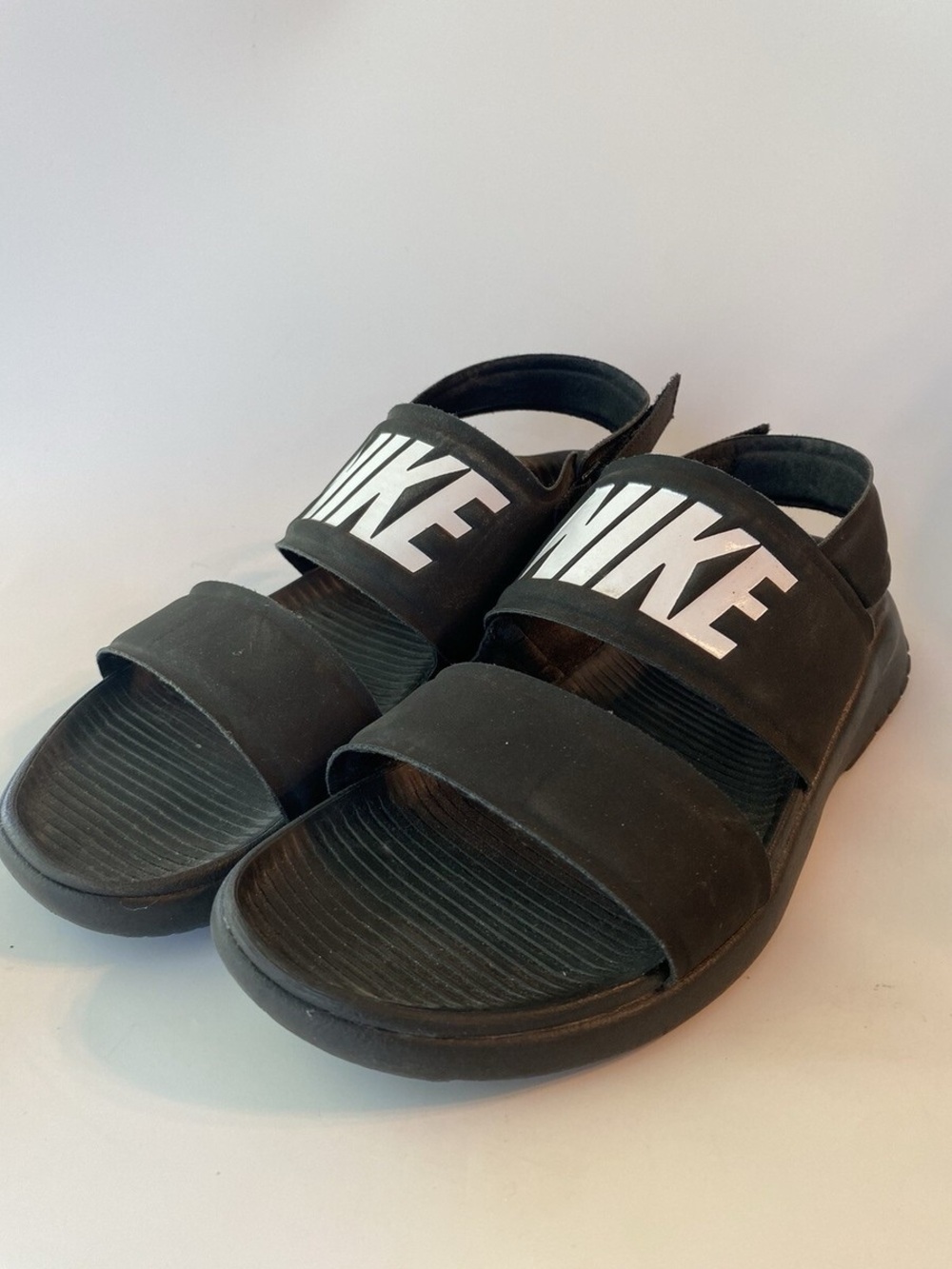 Nike Black Slide Sandals with White Logo Straps